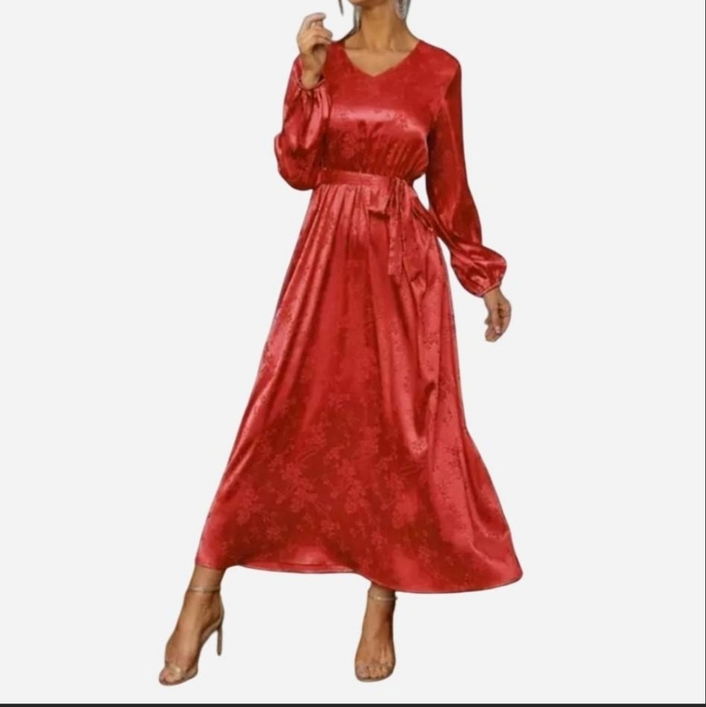 Elegant Red Satin Dress